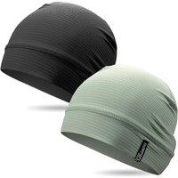 Outdoor Shaping 2 Pcs Cooling Skull Caps for Men Women, Breathable 3D Mesh Lightweight Slouchy Beanie for Cycling Gym Running Black+Sage Green