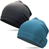 Outdoor Shaping 2 Pcs Cooling Skull Caps for Men Women, Breathable 3D Mesh Lightweight Slouchy Beanie for Cycling Gym Running Black+Peacock Blue