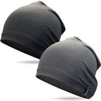 Outdoor Shaping 2 Pcs Cooling Skull Caps for Men Women, Breathable 3D Mesh Lightweight Slouchy Beanie for Cycling Gym Running Black+Charcoal