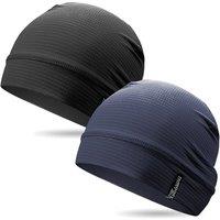 Outdoor Shaping 2 Pcs Cooling Skull Caps for Men Women, Breathable 3D Mesh Lightweight Slouchy Beanie for Cycling Gym Running