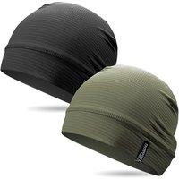 Outdoor Shaping 2 Pcs Cooling Skull Caps for Men Women, Breathable 3D Mesh Lightweight Slouchy Beanie for Cycling Gym Running