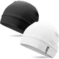 Outdoor Shaping 2 Pcs Cooling Skull Caps for Men Women, Breathable 3D Mesh Lightweight Slouchy Beanie for Cycling Gym Running Black+White