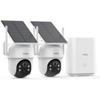aosu Security Cameras Outdoor Wireless, 2 Cam-Kit, No Subscription Required, Solar-Powered, Home Security Cameras System with 360 Pan & Tilt, Auto T
