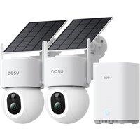 aosu 4K D1 Max Solar Security Cameras Outdoor Wireless, 2-Cam Kit + aosuBase 2.0, 360 PTZ Auto Tracking, Color Night Vision, AI Person & Vehicle Det