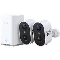 aosu 2K Security Cameras Wireless Outdoor Indoor, 2 Cam Kit & 2.0 aosuBase, No Subscription, 120 Days Local Storage, Expandable, Spotlight & Siren Ala