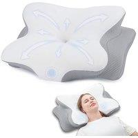 RUMMY Cervical Memory Foam Ergonomic Neck Pillow Removable Washable pillowcase, for Orthopedic Sleeping Neck Pain and Stomach Sleepers(Grey,62x35x13cm