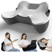 RUMMY Memory Foam Lumbar Support Pillow for Office Chair and Bed  Ergonomic Back Cushion with Washable Cover (Grey) Black