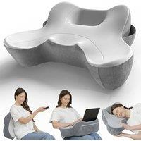 RUMMY Memory Foam Lumbar Support Pillow for Office Chair and Bed  Ergonomic Back Cushion with Washable Cover (Grey)