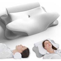 RUMMY 2-in-1 Memory Foam Cervical Pillow & Round Bolster Roll, Ergonomic Neck & Lumbar Support, Orthopedic for Neck Pain, with Removable Washable Cove