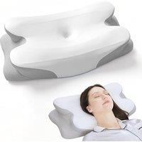 RUMMY Cervical Memory Foam Ergonomic Pillow, Removable Washable Pillowcase, For Side and Stomach Sleepers(White) 1 White