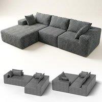 RUMMY Modular L-Shaped Corduroy Sofa, Boneless Cloud-Style Sectional with High-Resilience Foam, Deep Seat Comfort, and No-Assembly Desgn for Living Ro