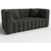 RUMMY Small 2-Seater Loveseat, Black High-Resilience Foam Sofa with 2 Pillows, Comfy Upholstered Couch with Armrests for Living Room, Bedroom, Apartme