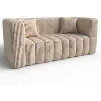 RUMMY Small 2-Seater Loveseat, Ivory High-Resilience Foam Sofa with 2 Pillows, Comfy Upholstered Couch with Armrests for Living Room, Bedroom, Apartme