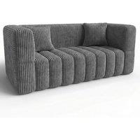 RUMMY Small 2-Seater Loveseat, Grey High-Resilience Foam Sofa with 2 Pillows, Comfy Upholstered Couch with Armrests for Living Room, Bedroom, Apartmen