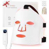 LED Face Mask, Red Light Therapy Mask, Five Modes Blue Light Therpay, Face Zone Maping, Remote Control, 4000mAh, Storage Bag, Head Strap, Eye Pads(S/M