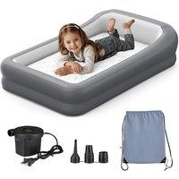 Inflatable Toddler Travel Bed, Portable Kids Air Mattress with Soft Bed Sheet, Toddler Air Mattress with Surround Safety Bumpers, Ideal for Home Use o