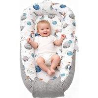 Baby Nest, Newborn Lounger with Breathable & Soft Cover for Home and Travel, Cute Pattern 0-24 Months Newborn Babies Essentials Gifts, Sky
