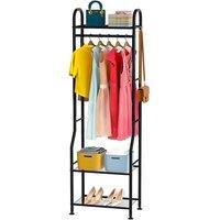 Narrow Clothes Rack - Clothing Rack with 3 Tier Metal Shelves, 71.9 Inch Tall Garment Rack with 8 Hooks, Freestanding Closet Organizer with Adjustable