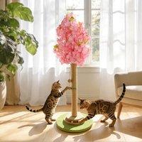 Cherry Blossom Cat Scratching Post, 91 cm Tall Natural Sisal Sturdy Base Tower with Interactive Trackball Toy for Indoor Kittens & Large Felines, Japa