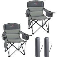 Set of 2 Oversized Camping Chairs for Adults 200KG with Cup Holder and Cooler Bag, Heavy Duty Extra Wide Folding Camping Chairs for Outdoor Picnic Fis