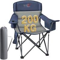 Oversized Camping Chair for Adults 200KG with Cup Holder and Cooler Bag, Heavy Duty Extra Wide Folding Camping Chairs for Outdoor Picnic Fishing, Blue