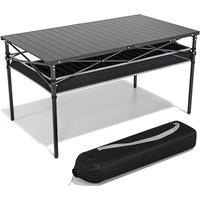 RELAX FIELD Folding Camping Table with Storage and Aluminum Roll-up Top, Picnic Table Foldable with Carrying Bag for Camping, Garden, Beach, BBQ, up t
