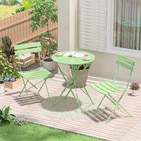 Folding Bistro Table and Chairs Set of 2, Balcony Furniture, Outdoor Garden Bistro Set for 2, Small Garden Furniture Set 3 Piece, Light Green