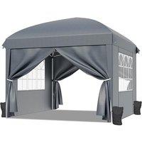 Pop Up Gazebo 3m x 3m, Removable & Arc Roof Gazebo with Sides, Waterproof Heavy Duty Garden Tent, Adjustable Height, All Weather Canopy with 4 Weight
