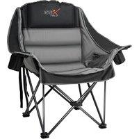 Oversized Camping Chair for Adults, Thick Padded Comfort Folding Fishing Chair 227KG with Cup Holder for Outdoor Garden Sport Beach Camp, Black Padded