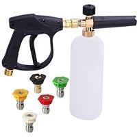 Stone Banks Pressure Washer Foam Lance with 5 Spray Nozzles, 1 Litre, Adjustable Quick Close 1/4 Inch, Foam Cannon Bottle, Soap Dispenser for Car Wash