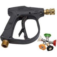 Stone Banks High Pressure Washer Gun with 5Pcs Spray Nozzle Tips, 4350 PSI 1/4 Quick Release Jet Wash Gun, M22 Metric Short Power Washer Gun for Car