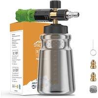 Snow Foam Lance Compatible with 1/4 Quick Connect Pressure Washers, 1L Adjustable Soap Dispenser Snow Foam Cannon for Car Wash and Cleaning
