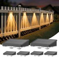 DANCINGBOAR 6 Pack Solar Fence Lights Outdoor Garden, Solar Wall Lights Waterproof IP65 with Warm White & 6 Colored & RGB Color Changing for Patios-Ya