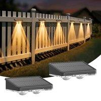 DANCINGBOAR 2 Pack Solar Fence Lights Outdoor Garden, Solar Wall Lights Waterproof IP65 with Warm White & 6 Colored & RGB Color Changing for Patios-Ya