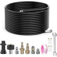 StoneBanks 10m High Pressure Washer Drain Pipe Hose Cleaning Kit for Karcher K2 K3 K4 K5 K6 K7 Series, Bosch AQT, Lavor, Unblocker Sewer Jetter Kit Ho