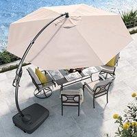 Grand patio Garden Parasol Umbrella with Base Included, 3.5m Cantilever Parasol with Cover & 8 Ribs, Outdoor Sun Umbrella for Garden (Beige) Beige 3.5