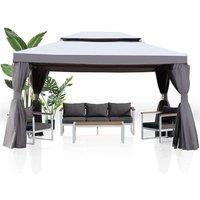 Grand patio Gazebo 34m Outdoor Canopy with Side Netting and Curtains Heavy Duty Outdoor Shelter for BBQ, Event, Party -Gray
