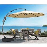 Grand patio Parasol with Base Round 350 cm, Aluminium Cantilever Umbrella with 8 Ribs, Crank Lift Operating, Offset Umbrella for Pool Garden Outdoor (