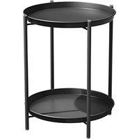 Grand patio Side Table 2-Tier Coffee Table Round End Table for Patio Garden Outdoor Living Room Bedroom -Black Two-Tier 2 Tier-black