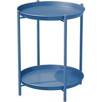 Grand patio Side Table 2-Tier Coffee Table Round End Table for Patio Garden Outdoor Living Room Bedroom -Peacock Blue Side Table 2-Tier 2 Tier-peacock