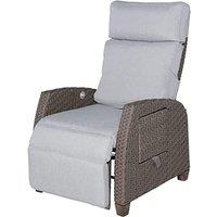 Grand patio Recliner Sunlounger Wicker Adjustable Position Backrest Armchair with Flip Table and Cushion Lounge Chair Sun Lounger for Garden, Patio, O