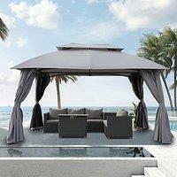Grand patio Garden Gazebo 43M Event Shelter with Side Netting Sun Shade Heavy Duty Outdoor Canopy for BBQ Event Party - Gray Gray with Curved rods 3