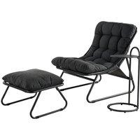 Grand patio Sun Lounger for garden, Garden lounger with Side Table and footstool, Recliner Chair with Removable Cushion for Adults, Reclining Garden c