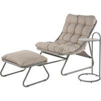 Grand patio Sun Lounger for garden, Garden lounger with Side Table and footstool, Recliner Chair with Removable Cushion for Adults, Reclining Garden c