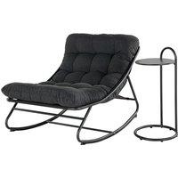 Grand patio Rocking Chair with Side Table, Garden Lounge Chair with Removable Water-resistant Cushion for Adults, for Patio, Garden, Living Room, Sun