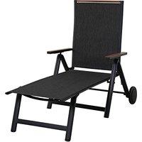 Grand patio Sun Lounger with 2 Wheels, Portable, 6 Adjustable Position, Aluminum Frame, Folding Lounger for Beach, Sunbathing, Patio, Pool, Lawn, Deck