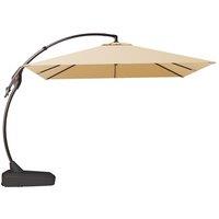 Grand Champagne Patio Garden Parasol with Base, Aluminium Outdoor Cantilever Umbrella, 8 Ribs Crank Lift, Offset for Pool and Garden beige Quadrat 3M