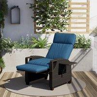 Grand patio Recliner Sun Lounger Adjustable Position Backrest Armchair with Flip Table and Cushion Lounge Chair Sunlounger for Garden, Yard, Patio, Ou