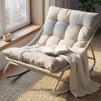 Grand patio Outdoor Rocking Chair with Cushion, Rocking Lounger Weatherproof Metal Relaxing Chair for Garden, Living Room, Yard, Patio and Balcony, Ma