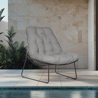 Grand patio Outdoor Chair with Cushion, Modern Metal Outdoor Lounge Chair for Patio Porch Deck Garden, Weather Resistant and Easy to Maintain, Light G